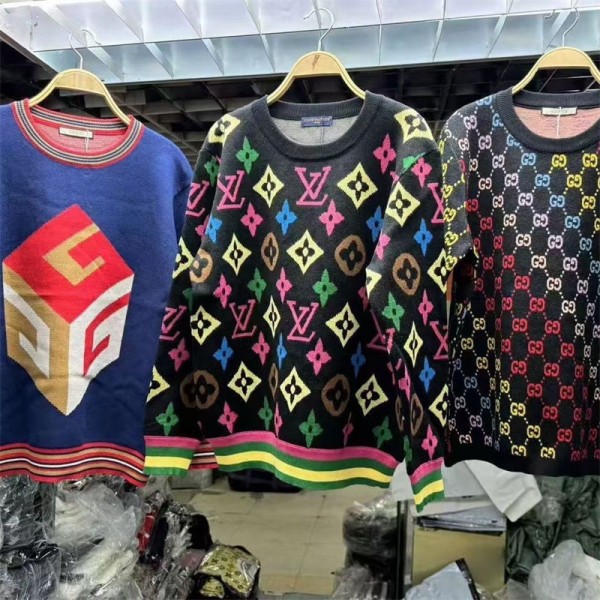 Gucci グッチ ブランドセーター メンズ 冬服 モノグラム柄 長袖 ニット トップス パッチワーク カジュアル 大きいサイズ 暖かい 厚手 防寒 カジュアル セーター レディース 春秋冬 S - XL