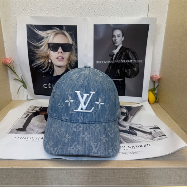 Lv ルイヴィトンブランド野球帽レディースハイブランド デニム帽子 メンズブランドハットキャップ日焼け止めブランド帽子ハット小顔効果