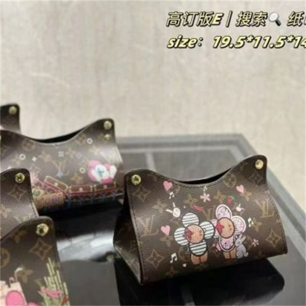 ルイヴィトン ティッシュケース おしゃれ ティッシュボックス LV ブランド ティッシュカバー 高級 PUレザー ティッシュ 箱 ペーパータオルケース ティッシュホルダー 家/オフィス/車用/ホテル ファッション インテリア ギフト(