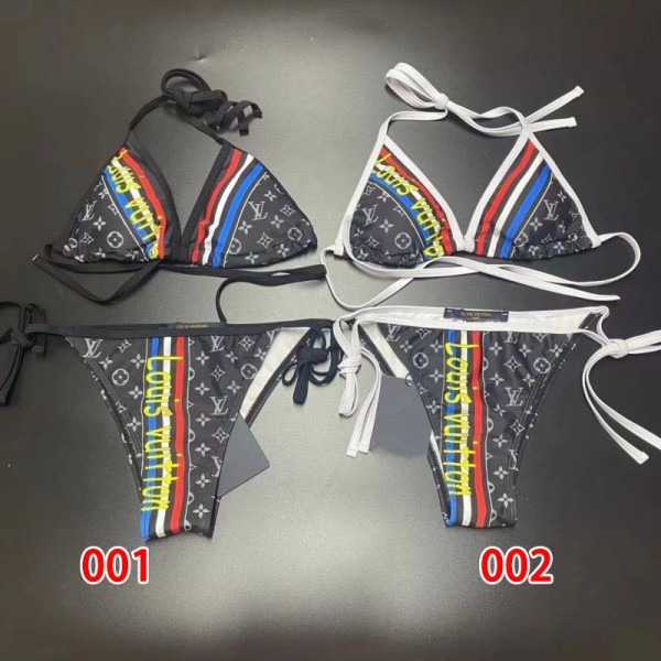 Lv ルイヴィトンハイブランド水着 レディース ビキニパロディ女性 お洒落 ヨガ水着きれいめ 大人水着ショートパンツ キーホルダー式 三角ビキニ S - XL