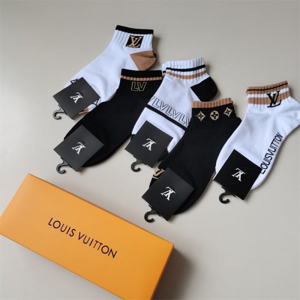 Lv ルイヴィトンコットン 靴下 メンズ 通気性ブランドミドルソックス 高品質上質な コットン ソックス くつしたブランドソックス 男女兼用 ファッション