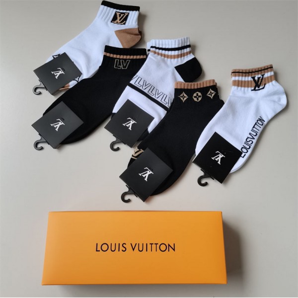 Lv ルイヴィトンコットン 靴下 メンズ 通気性ブランドミドルソックス 高品質上質な コットン ソックス くつしたブランドソックス 男女兼用 ファッション