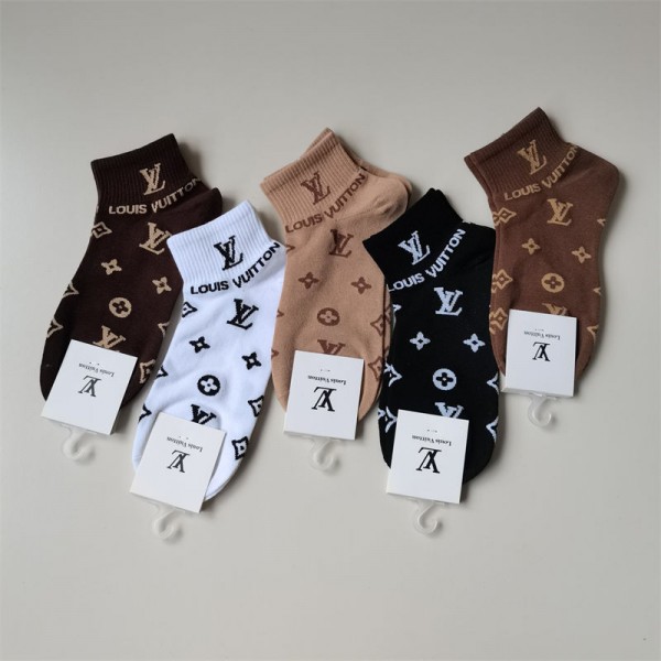 Lv ルイヴィトンハイブランド ソックス 綿製レディース向け 靴下 かわいいブランド ストッキング 大人気コットン 靴下 メンズ 通気性