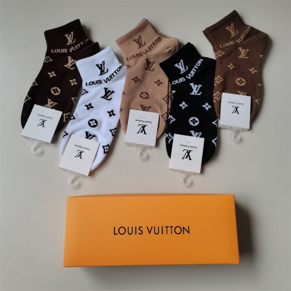 Lv ルイヴィトンハイブランド ソックス 綿製レディース向け 靴下 かわいいブランド ストッキング 大人気コットン 靴下 メンズ 通気性