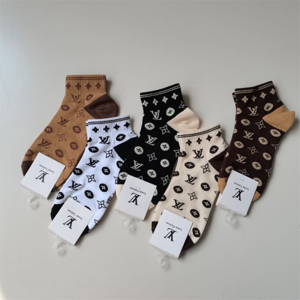 Lv ルイヴィトンハイブランド ソックス 綿製ブランド ストッキング 大人気ブランドミドルソックス 高品質浅口ソックス 女の子好き 韓国