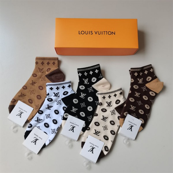 Lv ルイヴィトンハイブランド ソックス 綿製ブランド ストッキング 大人気ブランドミドルソックス 高品質浅口ソックス 女の子好き 韓国