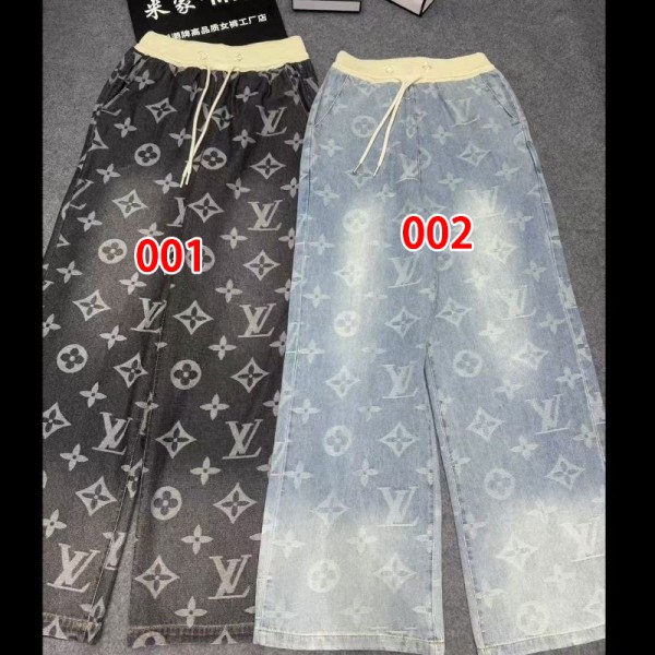 ルイヴィトン デニム ストレートパンツ ブランド LV ワイドデニムパンツ ルーズシルエット S - XL ジーンズ メンズ ジーパン バギーパンツ ゆったり カジュアル シンプル 春 夏 カッコイイ おしゃれ