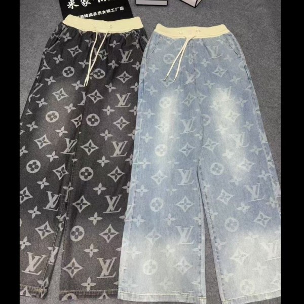 ルイヴィトン デニム ストレートパンツ ブランド LV ワイドデニムパンツ ルーズシルエット S - XL ジーンズ メンズ ジーパン バギーパンツ ゆったり カジュアル シンプル 春 夏 カッコイイ おしゃれ