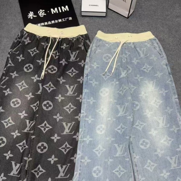 ルイヴィトン デニム ストレートパンツ ブランド LV ワイドデニムパンツ ルーズシルエット S - XL ジーンズ メンズ ジーパン バギーパンツ ゆったり カジュアル シンプル 春 夏 カッコイイ おしゃれ