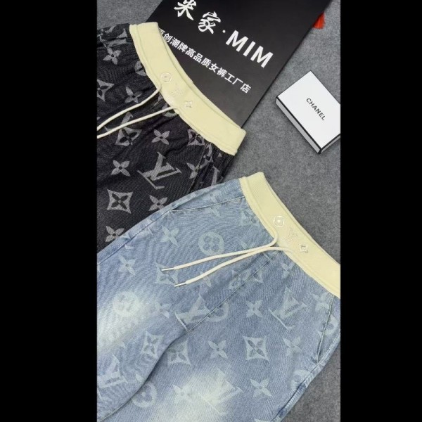 ルイヴィトン デニム ストレートパンツ ブランド LV ワイドデニムパンツ ルーズシルエット S - XL ジーンズ メンズ ジーパン バギーパンツ ゆったり カジュアル シンプル 春 夏 カッコイイ おしゃれ