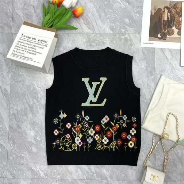 Lv ルイヴィトンブランド上質 レディース ニットタンクトップ トップス セーター ノースリーブ タートルネック インナー シンプル ニット リブ カジュアル 着痩せ 伸縮性 肌に優しい 暖かい 可愛い 春 秋 冬 通勤 デート S - L