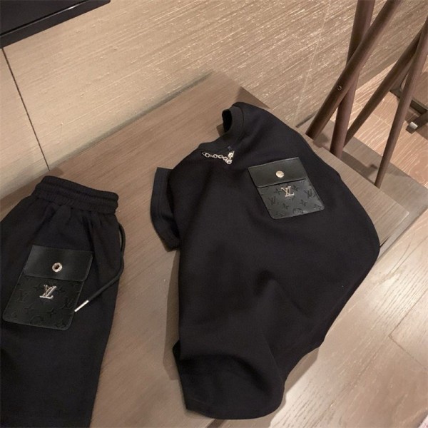 Lv ルイヴィトンブランドセットアップ レディース スウェット 上下 半袖ｔシャツ 夏服 ショートパンツ ハーフレディース スポーツ 温泉 可愛い ゆったり おしやれ M - XL