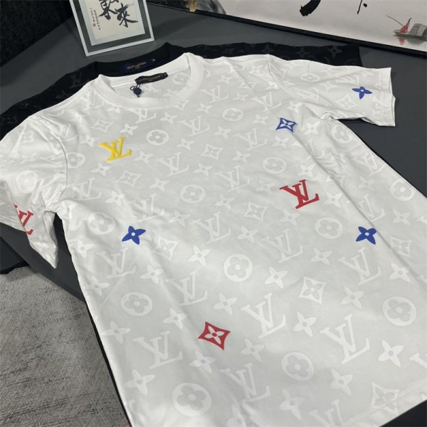 Lv ルイヴィトンブランドtシャツカットソー コピーハイブランドtシャツ偽物レディースメンズ夏tシャツブランドかわいいブランドtシャツ高品質XS - 5XL