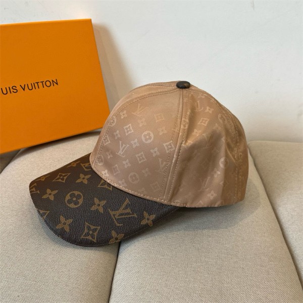 Lv ルイヴィトンハイブランドメンズ キャップ カジュアル 帽子 深め フェイクレザーキャップ 紫外線対策 uvカット 野球キャップ  ユニセックス CAP ストリート モード サイズ調整可能