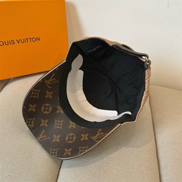 Lv ルイヴィトンハイブランドメンズ キャップ カジュアル 帽子 深め フェイクレザーキャップ 紫外線対策 uvカット 野球キャップ  ユニセックス CAP ストリート モード サイズ調整可能