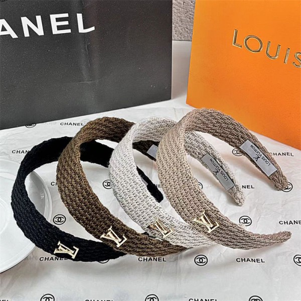 Lv ルイヴィトンブランドニットワイドカチューシャ カーキカチューシャ ニットカチューシャ ベージュのカチューシャ ディープグレーのカチューシャ メイクヘッド ヘアカフ ニットワイドデザインカチューシ