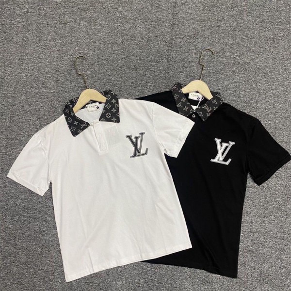 Lv ルイヴィトンブランドポロシャツ メンズ 半袖 ゴルフシャツ M - 4XL カジュアル POLO コットン スポーツ トップス 定番 無地 ウェア シンプル 吸汗 速乾 春 夏 秋