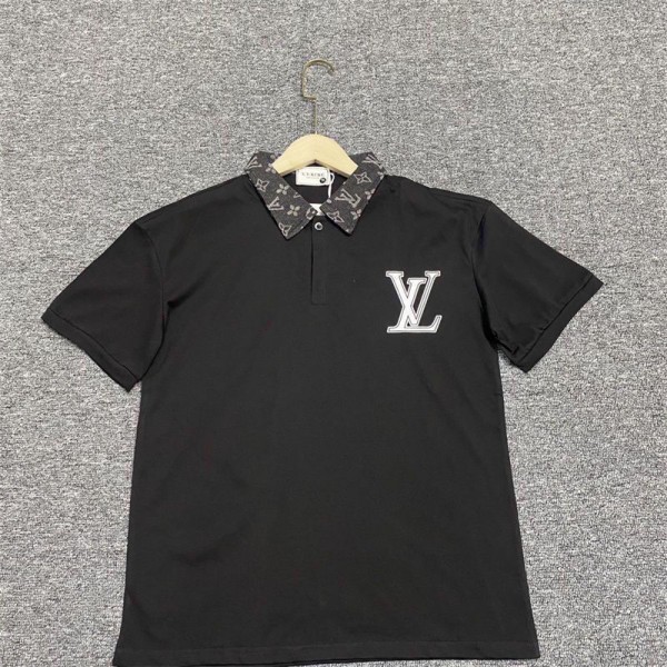Lv ルイヴィトンブランドポロシャツ メンズ 半袖 ゴルフシャツ M - 4XL カジュアル POLO コットン スポーツ トップス 定番 無地 ウェア シンプル 吸汗 速乾 春 夏 秋