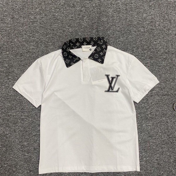 Lv ルイヴィトンブランドポロシャツ メンズ 半袖 ゴルフシャツ M - 4XL カジュアル POLO コットン スポーツ トップス 定番 無地 ウェア シンプル 吸汗 速乾 春 夏 秋