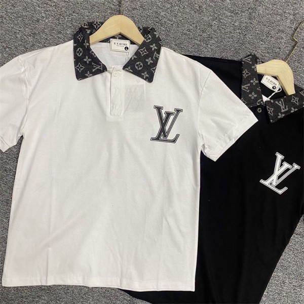 Lv ルイヴィトンブランドポロシャツ メンズ 半袖 ゴルフシャツ M - 4XL カジュアル POLO コットン スポーツ トップス 定番 無地 ウェア シンプル 吸汗 速乾 春 夏 秋
