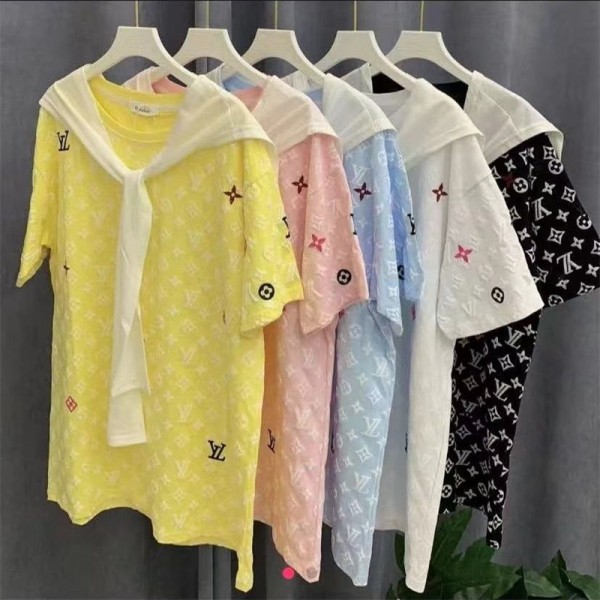 Lv ルイヴィトンブランドtシャツカットソー コピーブランドtシャツオーバーサイズブランドtシャツ上着カジュアルハイブランド半袖tシャツ男女兼用