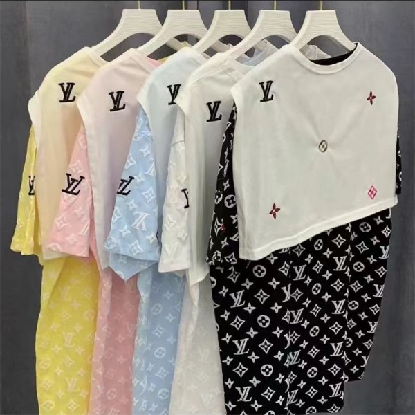 Lv ルイヴィトンブランドtシャツカットソー コピーブランドtシャツオーバーサイズブランドtシャツ上着カジュアルハイブランド半袖tシャツ男女兼用