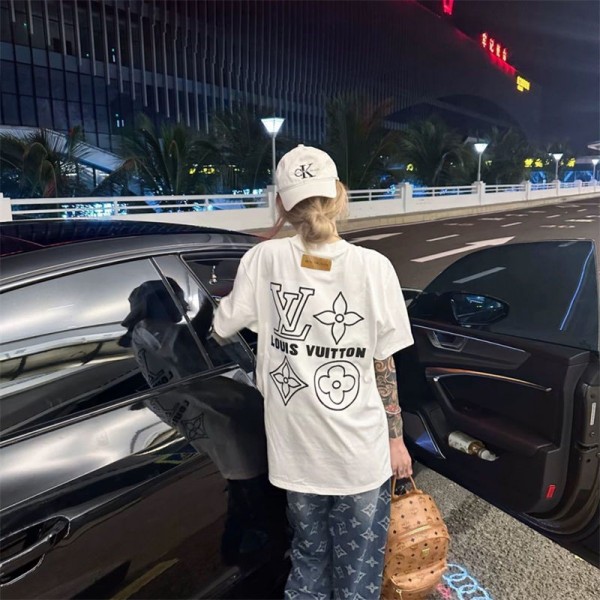 Lv ルイヴィトンブランドtシャツ上着カジュアルブランドtシャツ高品質韓国 パチモン tシャツTシャツカットソーペアカップル S - 3XL