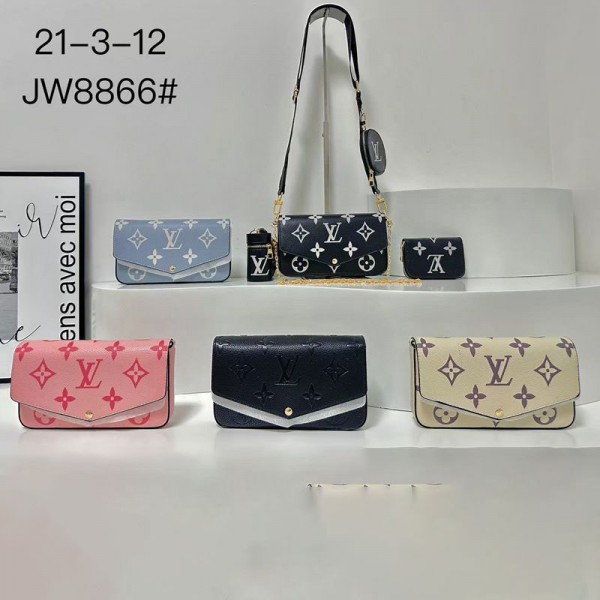 Lv ルイヴィトンブランドショルダーバッグ レディース PU革 3way ミニバッグ 斜めがけバッグ 三in一 肩かけバッグ ミニショルダー 斜めがけカバン 肩掛けカバン 小さいバッグ ポシェット 可愛い ミニ 小さめ 小さい 軽量