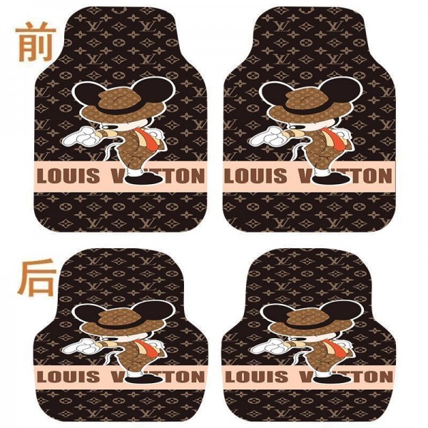 ルイヴィトンカーフロアマット 1台分4点セット ブランドLVカーマット 車用マット 車用フロアマット フロント2枚+リヤ2枚 カーフロアマット 滑り止め 軽自動車/普通車/Su 玄関用 ノンスリップ ラゲッジマット 汚れ防止 汎用 四季通用 カー用品 耐水 耐汚れ