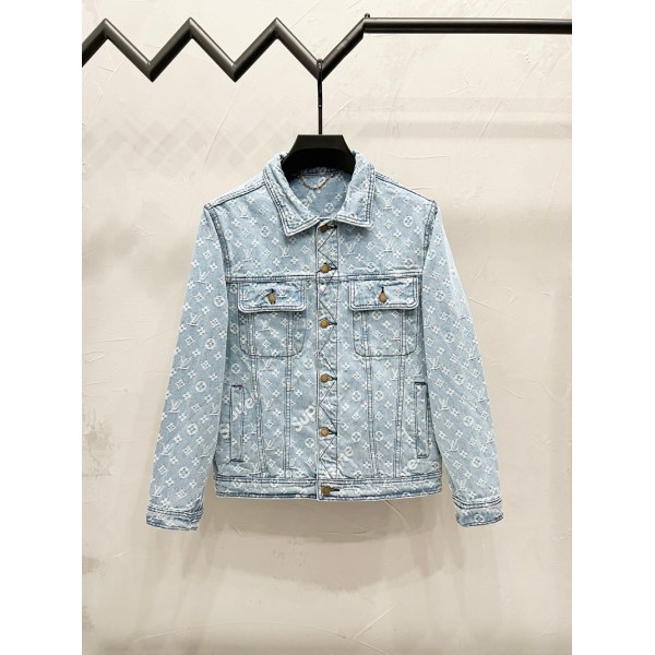 supreme ルイヴィトンブランドデニム ジャケット ジャガード デニムアウター かっこいい メンズ 長袖 ゆったり かわいい おしゃれ カジュアル インディゴ ブルー ネイビー 水色 レディース