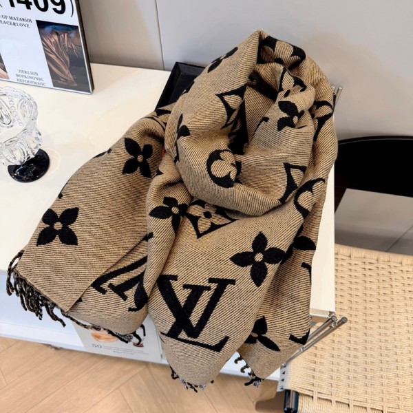 Lv ルイヴィトンメンズ 大判ショール 暖かいブランドパロディ ストール 激安春秋 スカーフ ファッション 使い心地よい男女兼用 リバーシブルマフラー 肩掛け