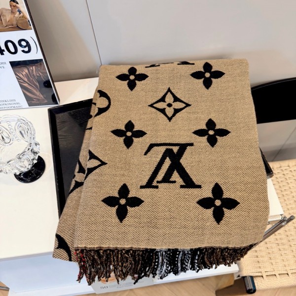 Lv ルイヴィトンメンズ 大判ショール 暖かいブランドパロディ ストール 激安春秋 スカーフ ファッション 使い心地よい男女兼用 リバーシブルマフラー 肩掛け