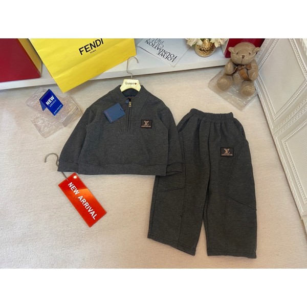 Lv ルイヴィトンブランドキッズスウェット 上下 子供服男の子 女の子 裏起毛 トレーナー スウェットパンツ 上下セット パーカー 100¬160cm 無地スウェットキッズパジャマ おしゃれセットアップ 男女兼用