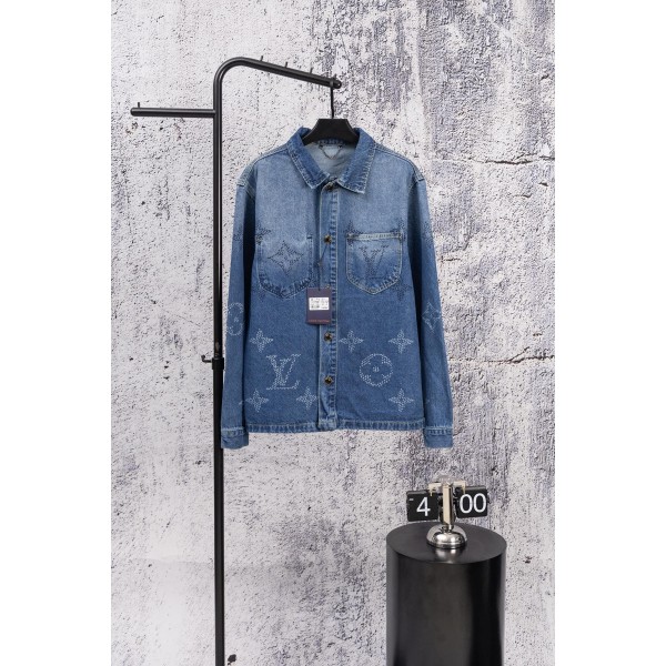 Lv ルイヴィトンハイブランドデニムシャツ 長袖 メンズ オックスフォードシャツ ボタンダウン ウエスタンシャツ 大きいサイズ 無地 ファッション カジュアルシャツ スリム トップス おしゃれ バイカー 春夏秋冬