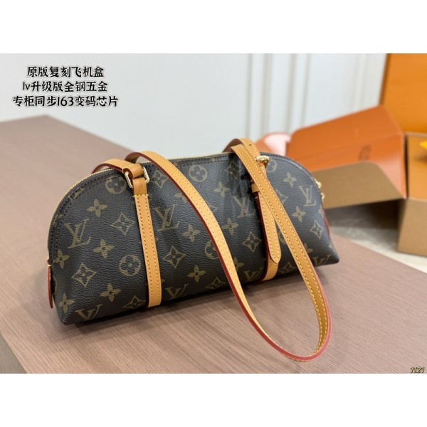 Lv ルイヴィトンハイブランドショルダーバッグ 革製 肩掛けバッグ 手持ちバッグ ハンドバッグ おしゃれ デザイン シンプルエレガントボウリングバッグ 田園感 軽量 通勤通学