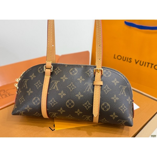 Lv ルイヴィトンハイブランドショルダーバッグ 革製 肩掛けバッグ 手持ちバッグ ハンドバッグ おしゃれ デザイン シンプルエレガントボウリングバッグ 田園感 軽量 通勤通学