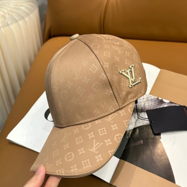 Lv ルイヴィトンハイブランドシルクサテンベースボールキャップ レディース＆メンズ カジュアル野球帽子 モノグラム柄 ベースボール アウトドアスポーツに最適な調節可能