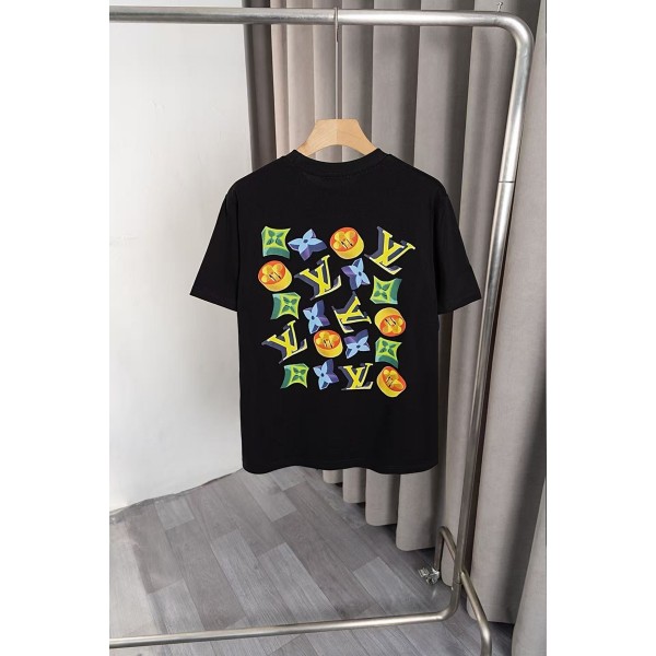 ハイブランドLv ルイヴィトンペア揃いtシャツ 夏ブランド黒白tシャツ オーバーサイズ ブランドtシャツ 上着 カジュアル 大人の上質Tシャツ XS¬5XL