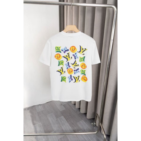 ハイブランドLv ルイヴィトンペア揃いtシャツ 夏ブランド黒白tシャツ オーバーサイズ ブランドtシャツ 上着 カジュアル 大人の上質Tシャツ XS¬5XL