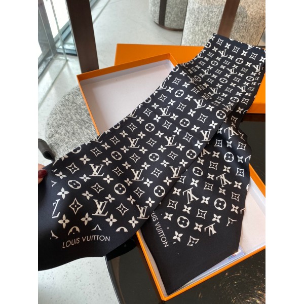 Lv ルイヴィトンハイブランド 春夏スカーフ レディース シルク風 長方形 バンダナ ネッカチーフ カジュアル 通勤 オフィス 万能 春夏秋 バッグ飾り 髪飾り サテン生地
