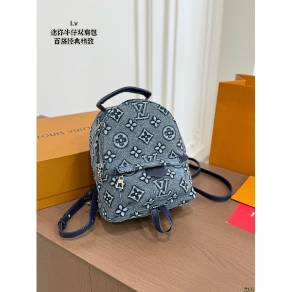 Lv ルイヴィトンハイブランドミニ デニムバック ヴィンテージ ジーンズバッグ キャンバス バックパック カジュアル デイパック 旅行 リュックサック 学校バッグ 通学 旅行用