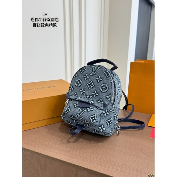 Lv ルイヴィトンハイブランドミニ デニムバック ヴィンテージ ジーンズバッグ キャンバス バックパック カジュアル デイパック 旅行 リュックサック 学校バッグ 通学 旅行用