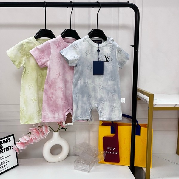 ルイヴィトンベビー服 女の子 LVブランド赤ちゃん服 ロンパース カバーオール 新生児服 ベビー肌着 オーバーオール 外出着 夏服 パジャマ 寝間着 73¬100cm