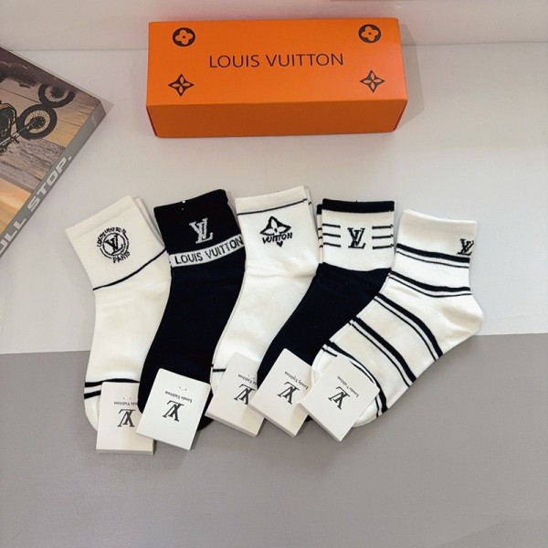 Lv ルイヴィトンハイブランド ソックス 綿製レディース向け 靴下 かわいいブランド ストッキング 大人気ブランドミドルソックス 高品質