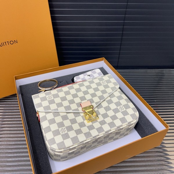 Lv ルイヴィトンブランドショルダーバッグカードポーチ ブレスレット3点セット 女性ブランドハンドバッグブランド手提げカバン大容量レディースメンズバッグブランドカジュアル