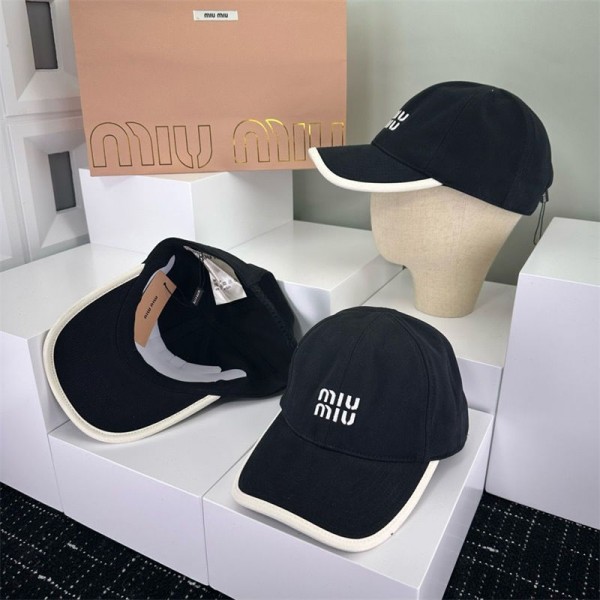 ミュウミュウ MiuMiuブランドキャップ メンズ レディース オシャレ 刺繍ロゴ 帽子 コットン 紫外線対策 軽量 野球帽 調節可能 カジュアル ゴルフ 旅行 つば付き帽子 春 夏 秋 男女兼用
