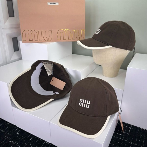 ミュウミュウ MiuMiuブランドキャップ メンズ レディース オシャレ 刺繍ロゴ 帽子 コットン 紫外線対策 軽量 野球帽 調節可能 カジュアル ゴルフ 旅行 つば付き帽子 春 夏 秋 男女兼用