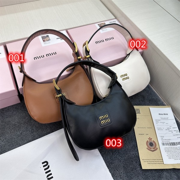 ミュウミュウ MiuMiuブランドハンドバッグ レディース 小さめ 斜めがけ 大人 2way PUレザー ホーボーバッグ ショルダーバッグ かっちり 肩掛け 通勤 通学 おしゃれ ミニ ミニハンドバッグ ミニショルダー バックハーフムーン