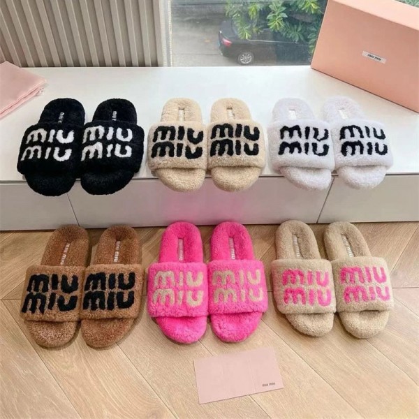 ミュウミュウ MiuMiu ブランド スリッパ 冬 室内履き ルームシューズ 暖かい 履き ふわふわ 滑り止め 静音 歩きやすい 柔らかい 衛生 洗える 男性と女性ができる 可愛い カップル