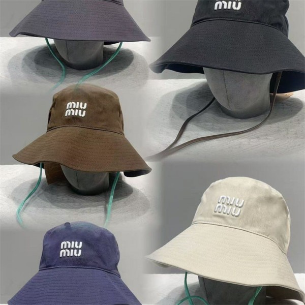 ミュウミュウ MiuMiuブランドバケットハット 大きめ 大きい 小顔効果 紫外線カット サマー帽子 UVカット アウトドア サファリハット バケハ 春 夏 秋 シンプル つば広 おしゃれ メンズ レディース 男女 韓国 あご紐 綺麗